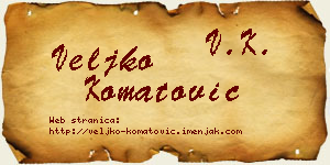 Veljko Komatović vizit kartica